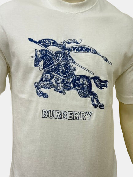BURBERRY EMBROIDERED OVERSIZED T-SHIRT - WHITE
